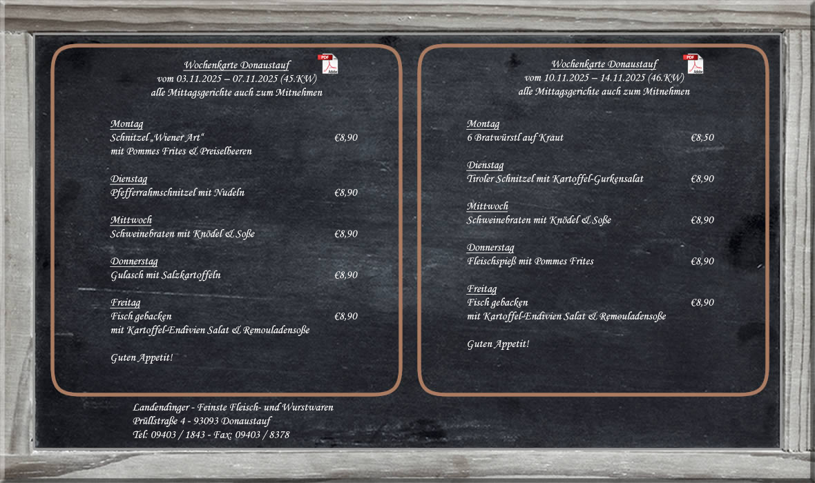 Wochenkarte Donaustauf