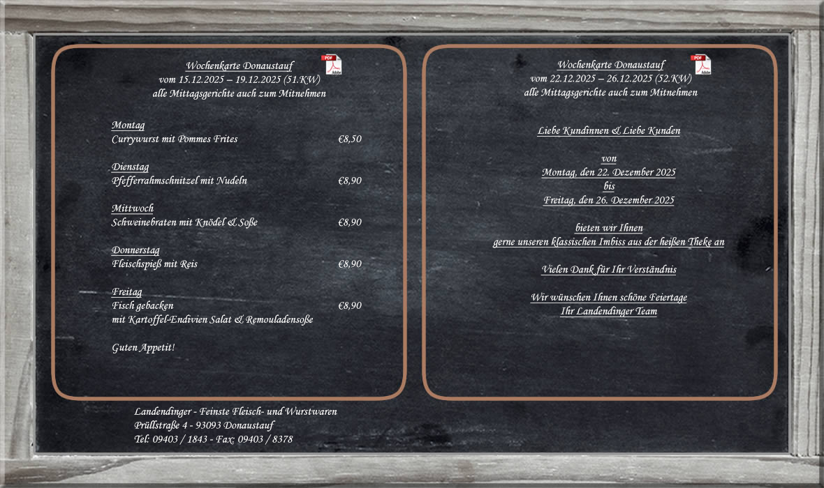 Wochenkarte Donaustauf