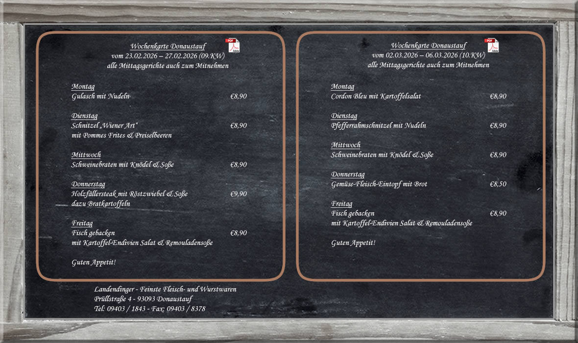 Wochenkarte Donaustauf