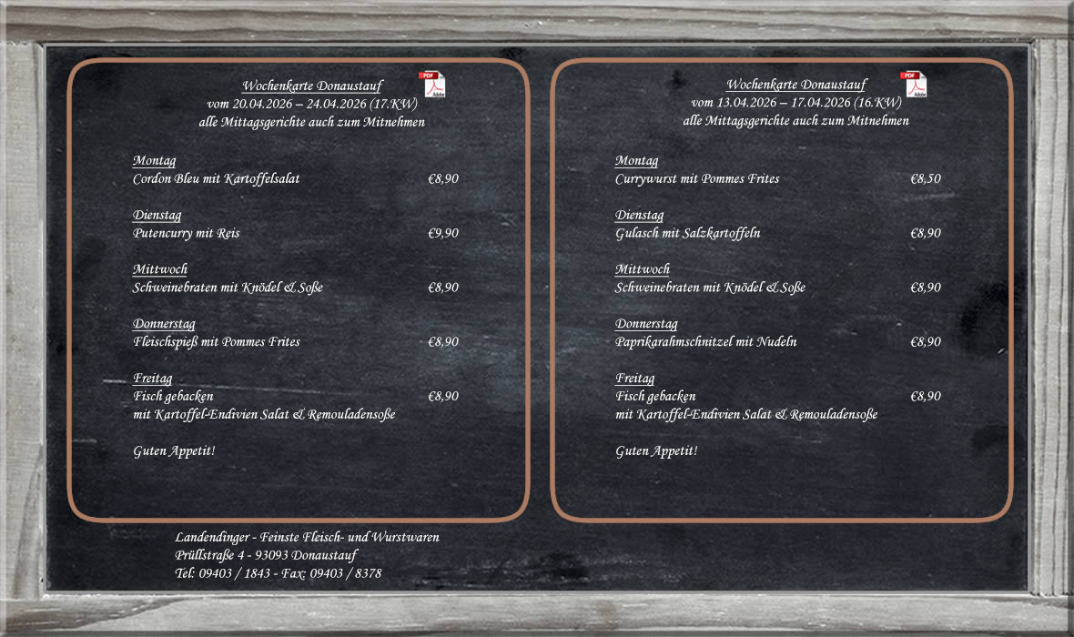 Wochenkarte Donaustauf